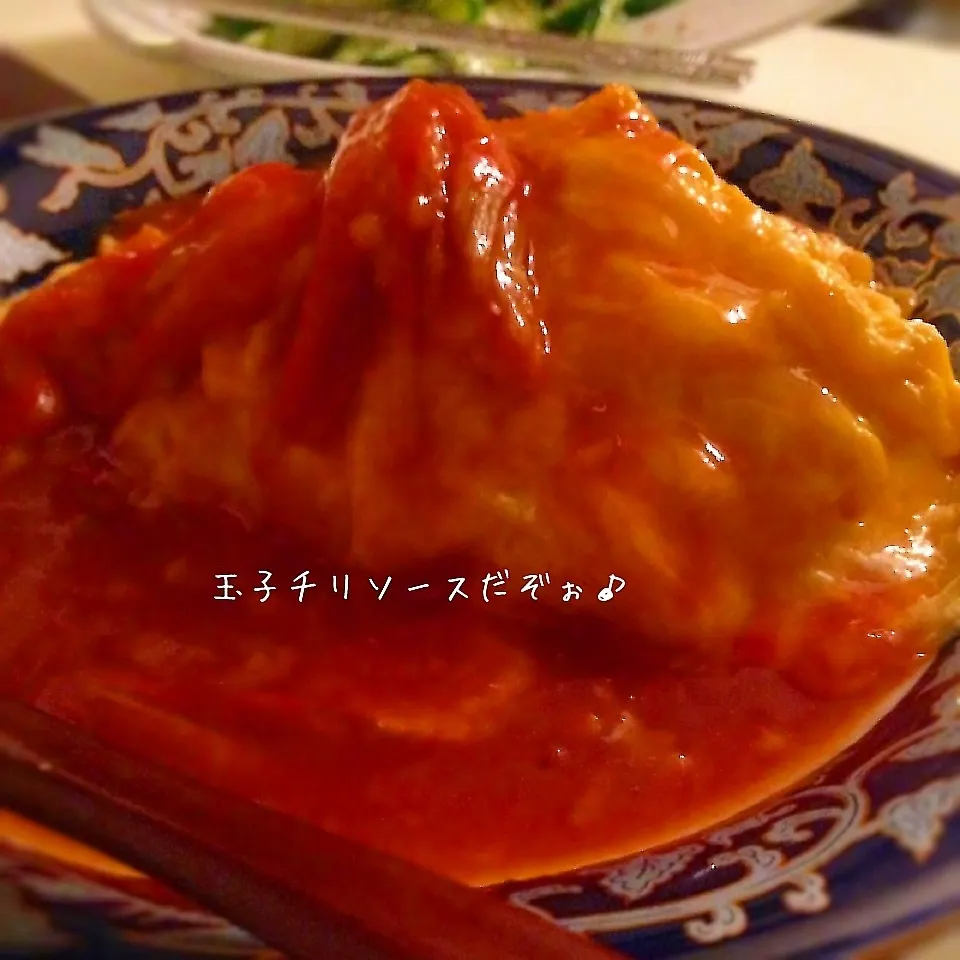 給料日前のご馳走♡カニかまで玉子チリソース丼♪♪|mamaroaさん