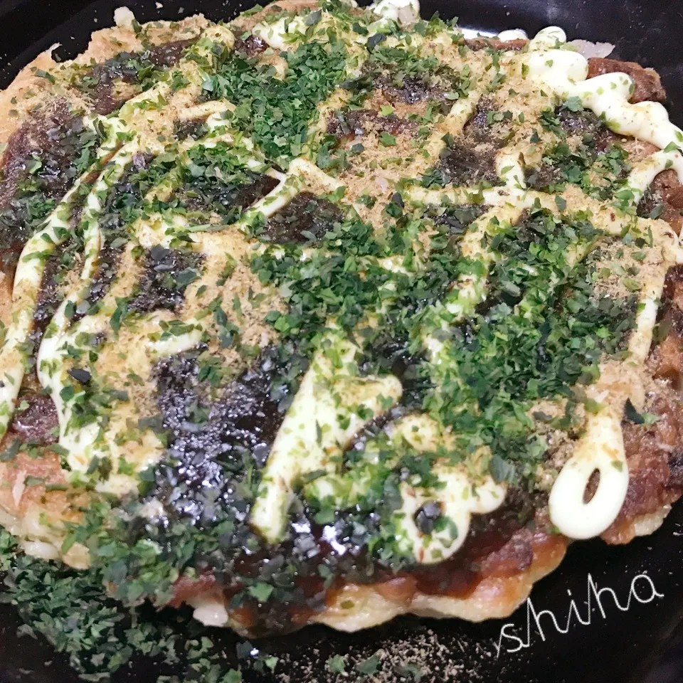 Snapdishの料理写真:お好み焼きで晩ごはん♪|Sさん