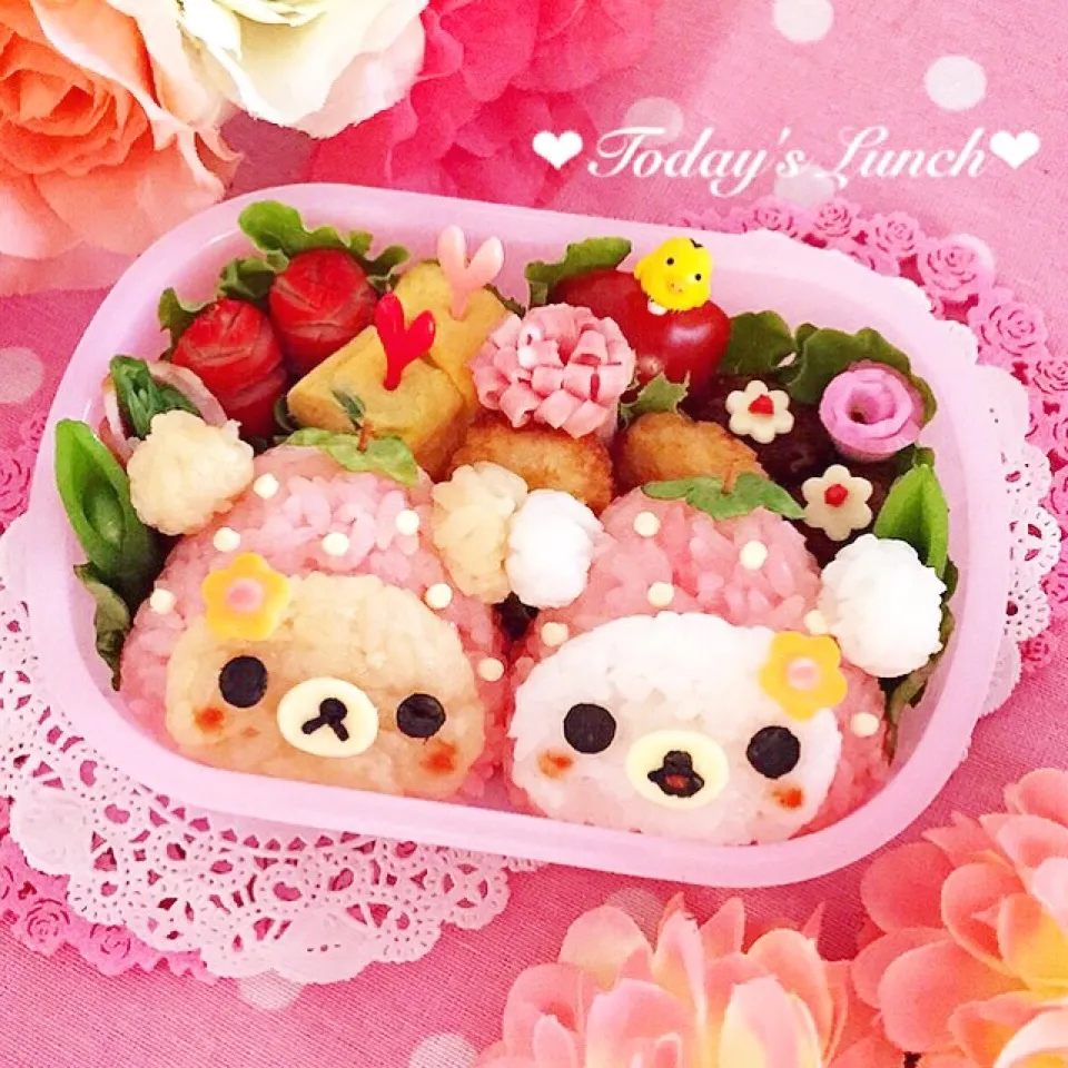 いちご🍓になったリラちゃん＆コリラちゃんのお弁当♡|usacoさん