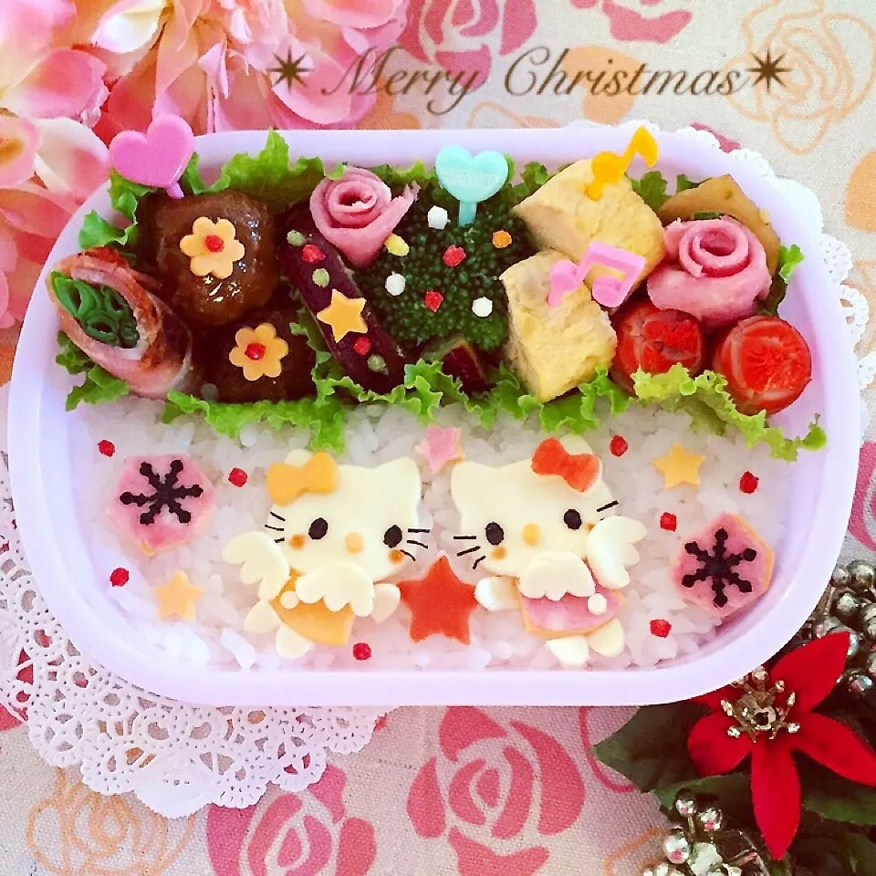 天使が空から舞い降りた〜キティ＆ミミィのクリスマス弁当♡|usacoさん