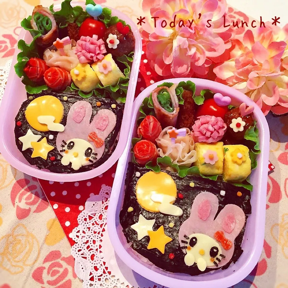 Snapdishの料理写真:うさぎキティのお月見弁当♡|usacoさん