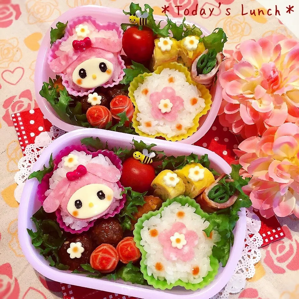 お花カップのマイメロちゃん弁当♡|usacoさん