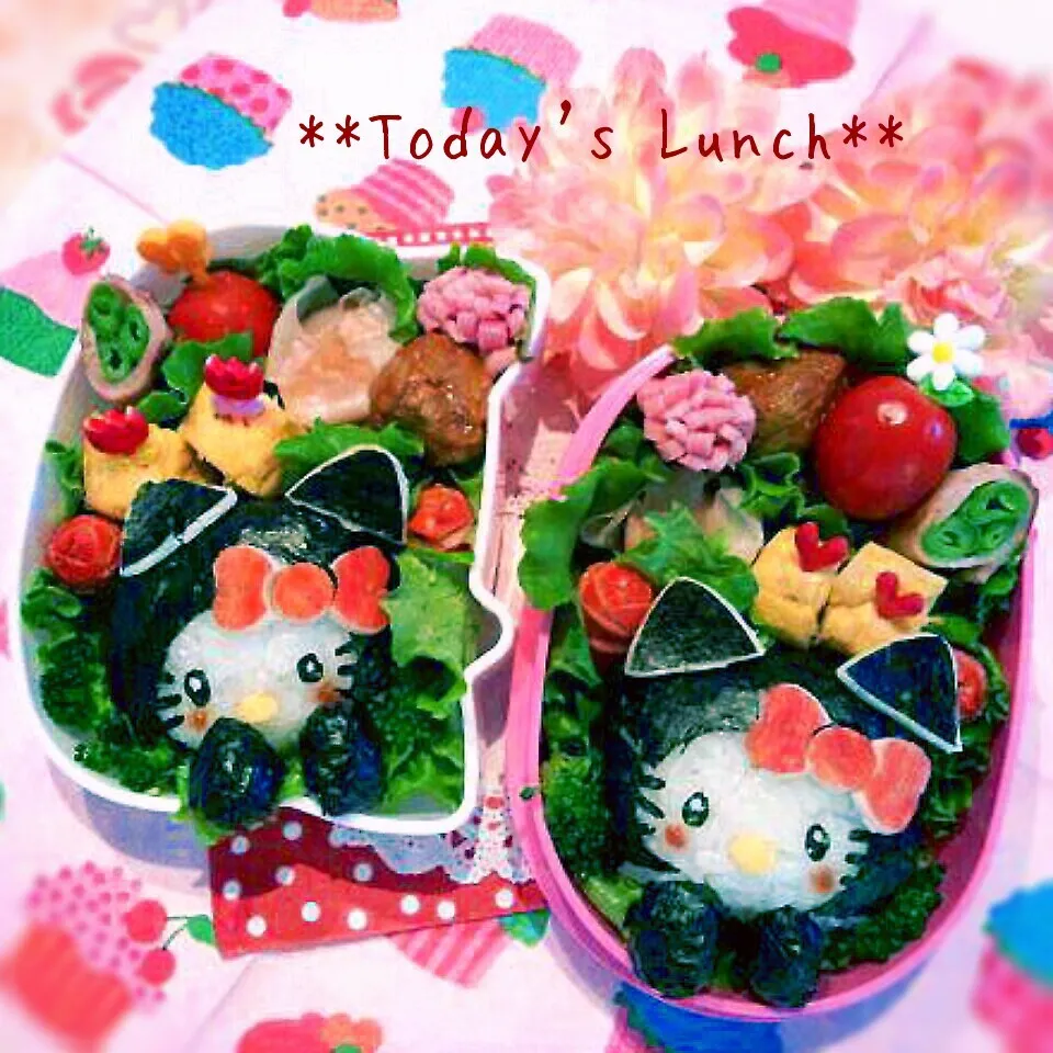 黒猫キティちゃんのハロウィン弁当♪|usacoさん