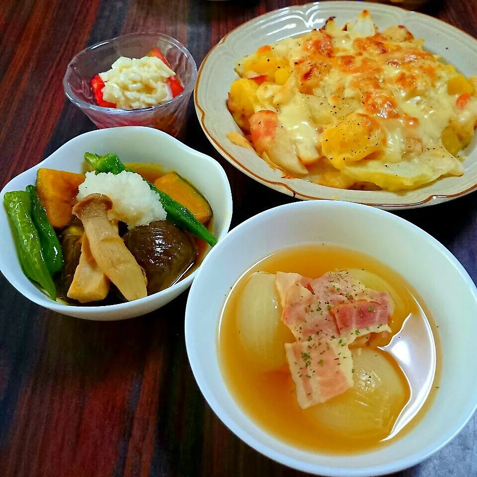 Snapdishの料理写真:家で採れた野菜で夕食★|ひなちゃんさん