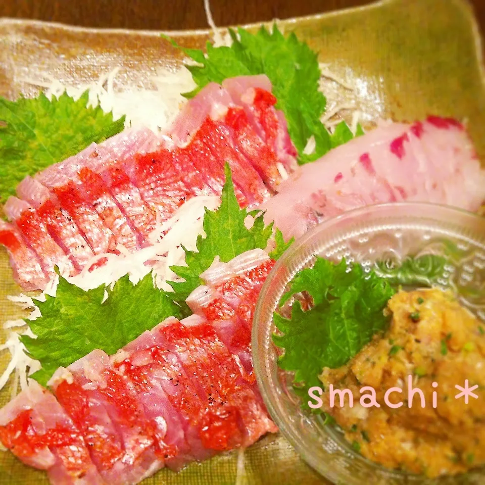 Snapdishの料理写真:炙り金目鯛のお刺身☆旦那作|まち＊さん