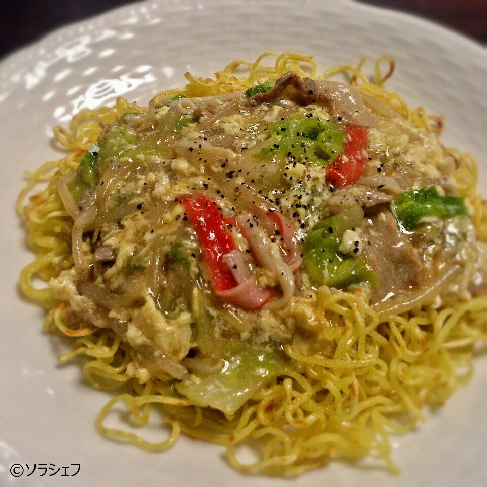 ソラシェフの昼ご飯 卵あんかけ焼きそば|ソラシェフさん