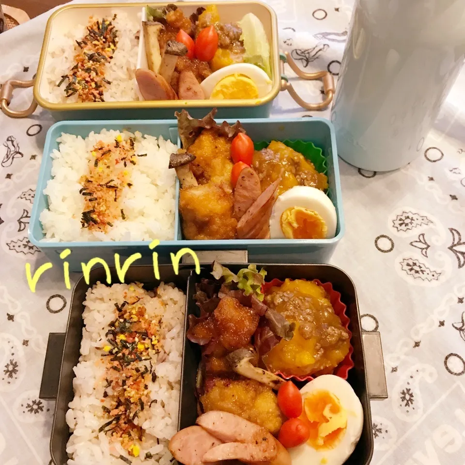 Snapdishの料理写真:2018.8.29 DD&JK&自分弁当～かぼちゃのそぼろ煮|rinrin*mama*さん