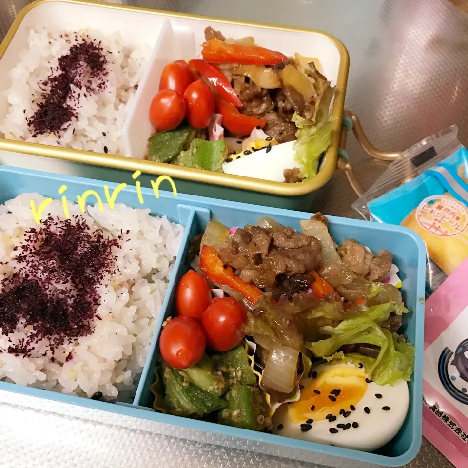 Snapdishの料理写真:2018.8.16 DD&自分弁当～牛炒め...♪*ﾟ|rinrin*mama*さん