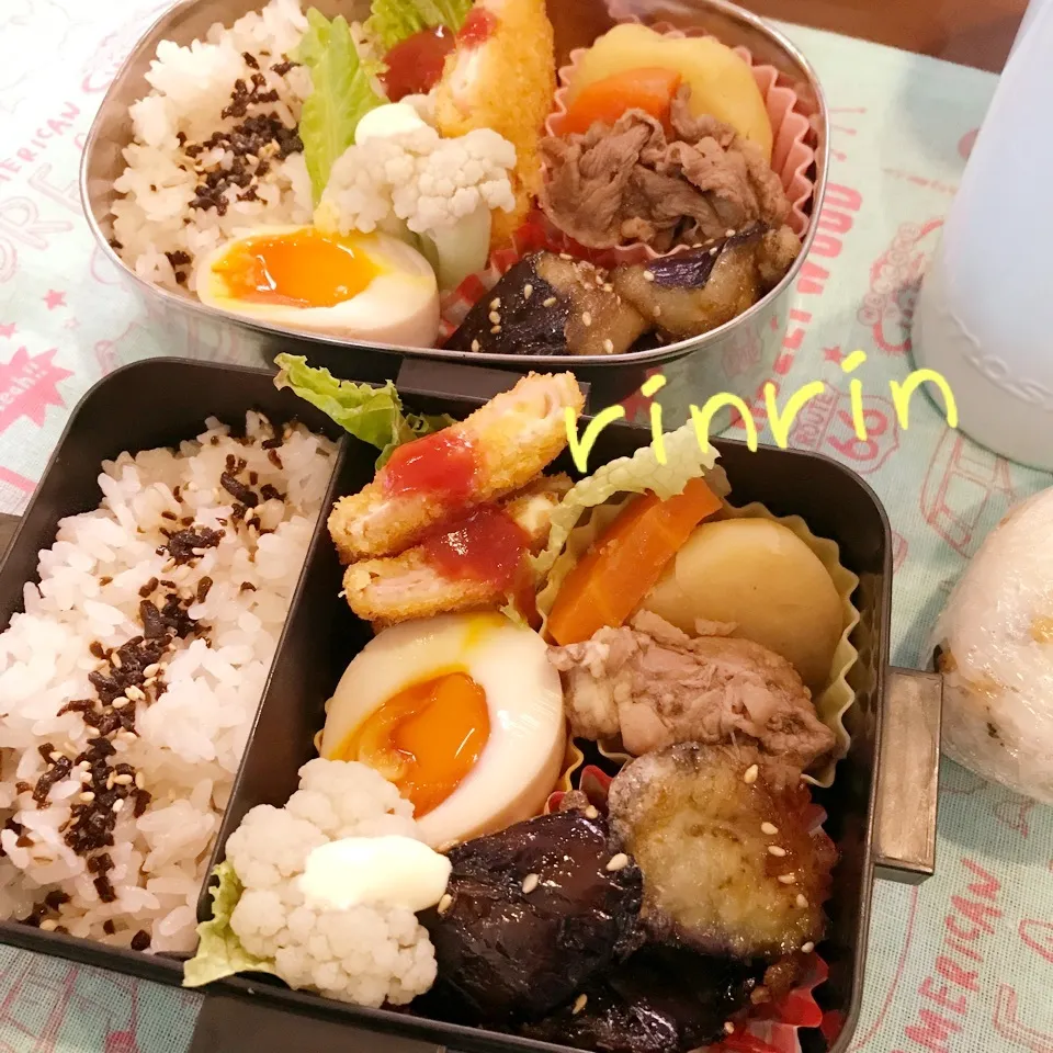 Snapdishの料理写真:2018.6.19 JK＆自分弁当～茄子の甘辛炒め♪♪|rinrin*mama*さん