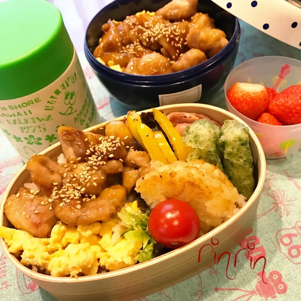 Snapdishの料理写真:3.8 JC夜練習&自分弁当～焼き鳥丼♪|rinrin*mama*さん