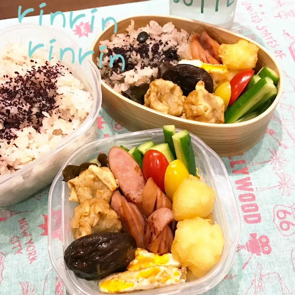 Snapdishの料理写真:12.14 高3男子＆自分弁当～あげ焼売♪|rinrin*mama*さん