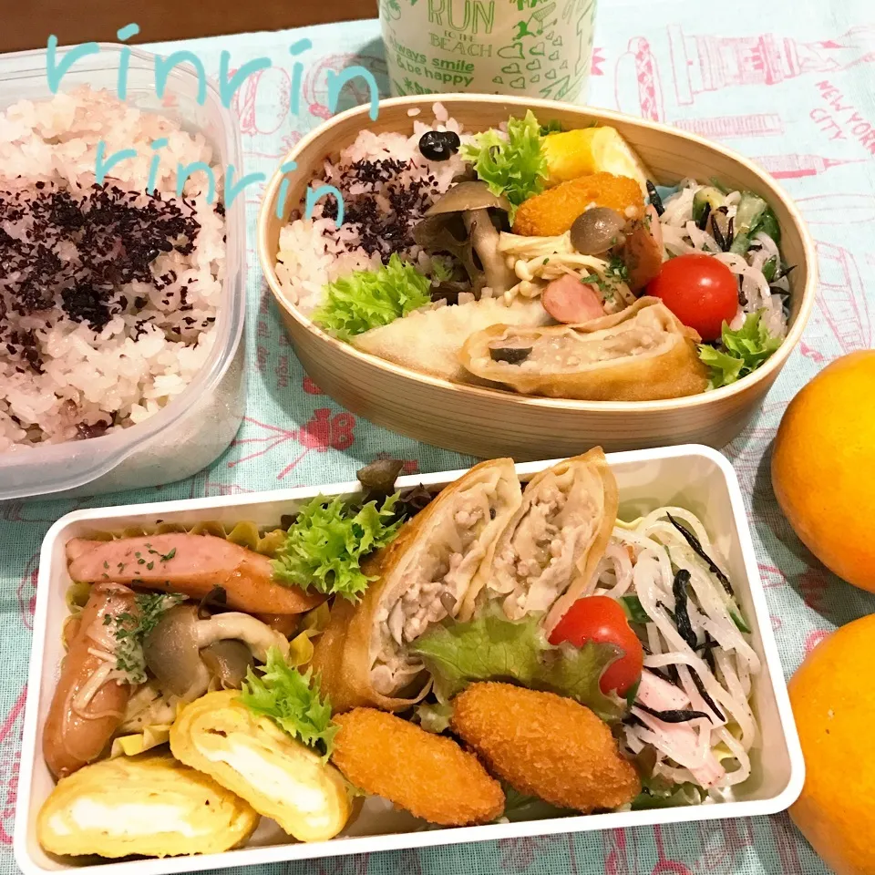 Snapdishの料理写真:11.28 高3男子＆自分弁当～春巻き♪|rinrin*mama*さん