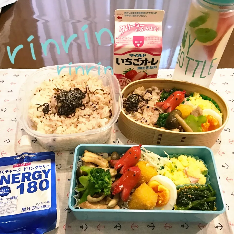 10.3 高3男子弁当&自分弁当〜ブロッコリーと鶏肉炒め|rinrin*mama*さん