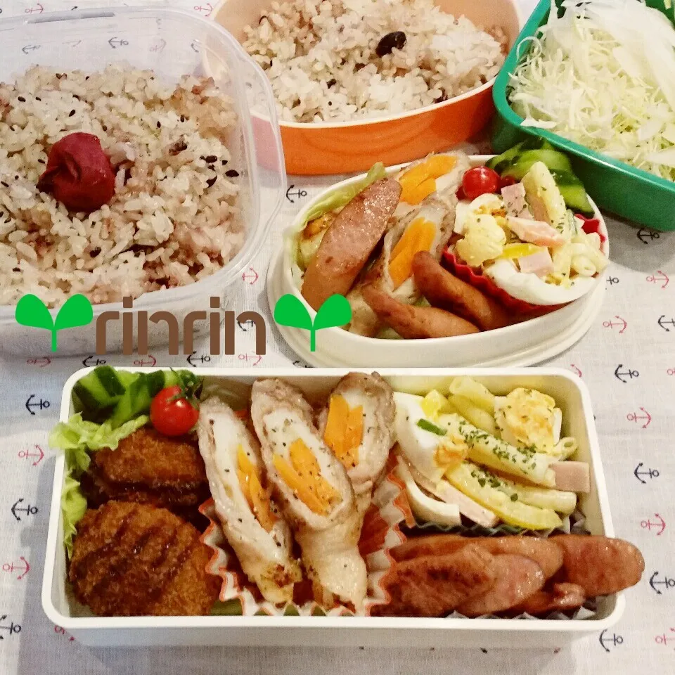 Snapdishの料理写真:9-6 高3男子弁当&自分弁当～人参ちくわの豚肉巻き♪|rinrin*mama*さん