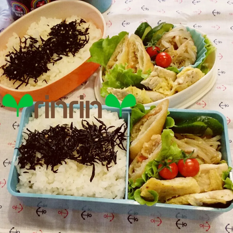 Snapdishの料理写真:8-19 JC部活弁当&自分弁当～とりささみピカタ♪|rinrin*mama*さん