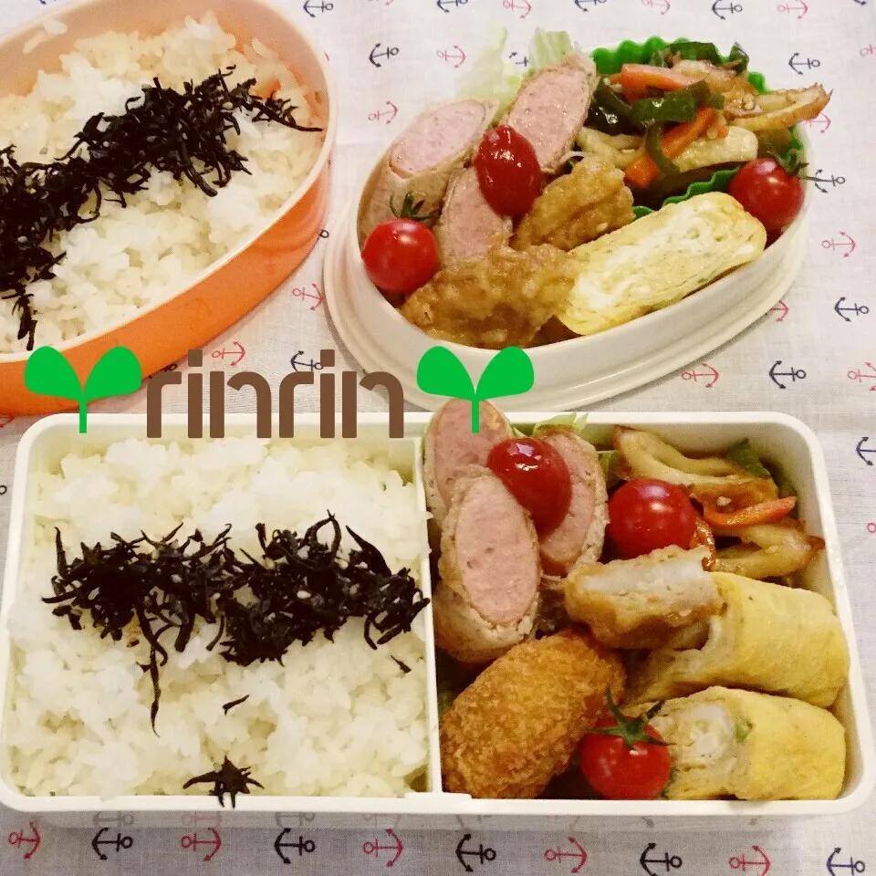 8-16 JC部活弁当&自分弁当～肉巻きウインナー♪|rinrin*mama*さん