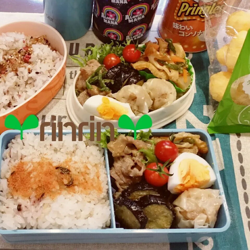 Snapdishの料理写真:8-2 JC部活弁当&自分弁当～豚肉と茄子のみそ炒め♪|rinrin*mama*さん