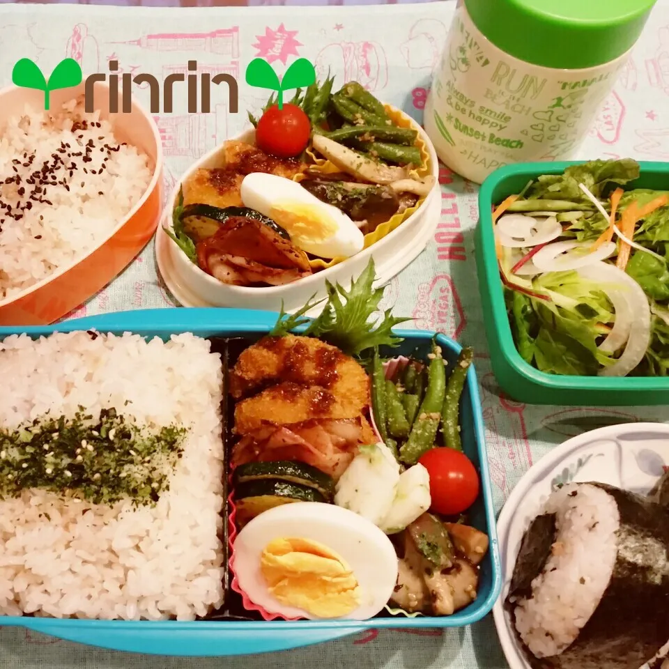 Snapdishの料理写真:6-21 高3男子弁当&自分弁当～🍄キノコのソテー♪|rinrin*mama*さん