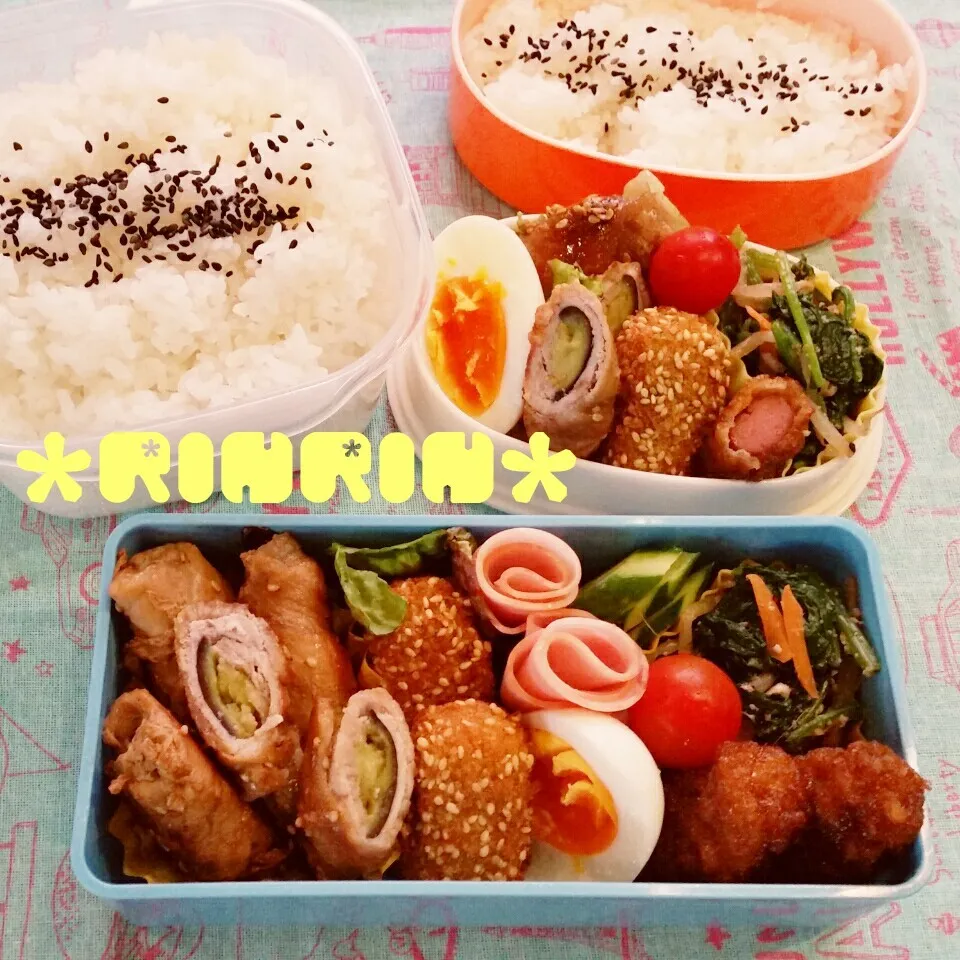 6-8 高3男子弁当&自分弁当～茄子・椎茸肉巻き♪|rinrin*mama*さん