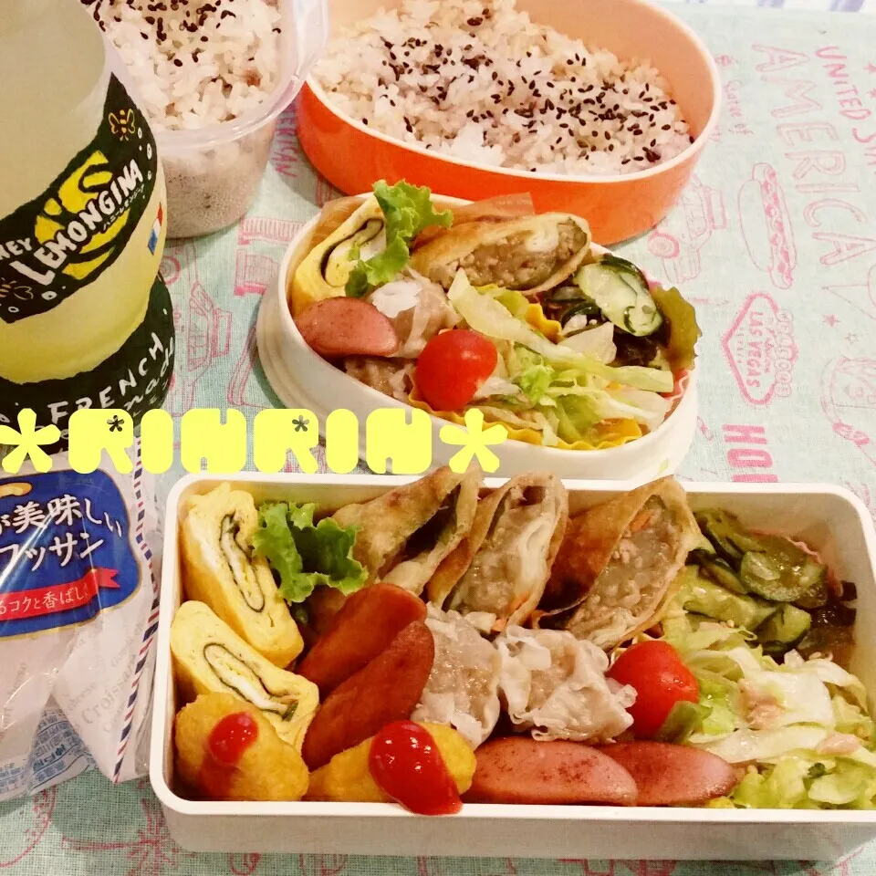 Snapdishの料理写真:5-27 高3男子弁当&自分弁当～春巻き♪|rinrin*mama*さん