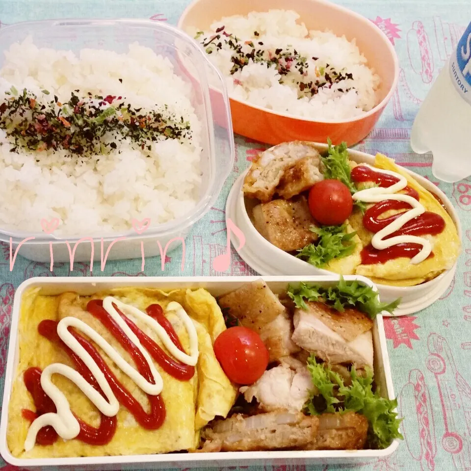 Snapdishの料理写真:4-19 高3男子弁当&自分弁当～チキンソテー♪|rinrin*mama*さん