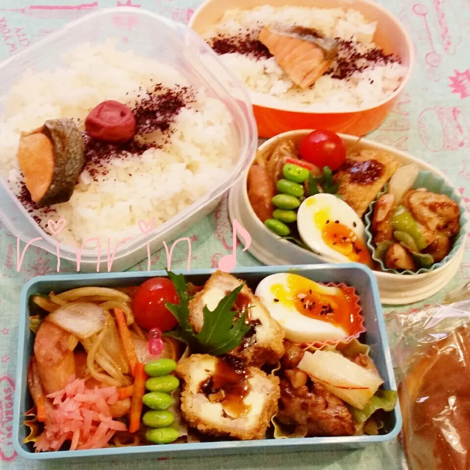 4-12 高3男子弁当&自分弁当～チーズメンチカツ♪|rinrin*mama*さん