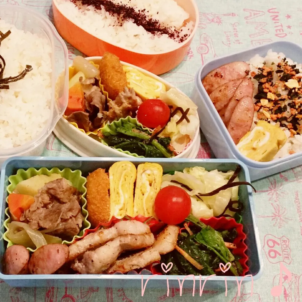 Snapdishの料理写真:4-11 高3男子弁当&自分弁当～ポークソテー♪|rinrin*mama*さん