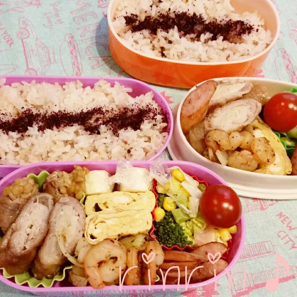 Snapdishの料理写真:4-7 JC弁当&自分弁当～えのきの肉巻き♪|rinrin*mama*さん