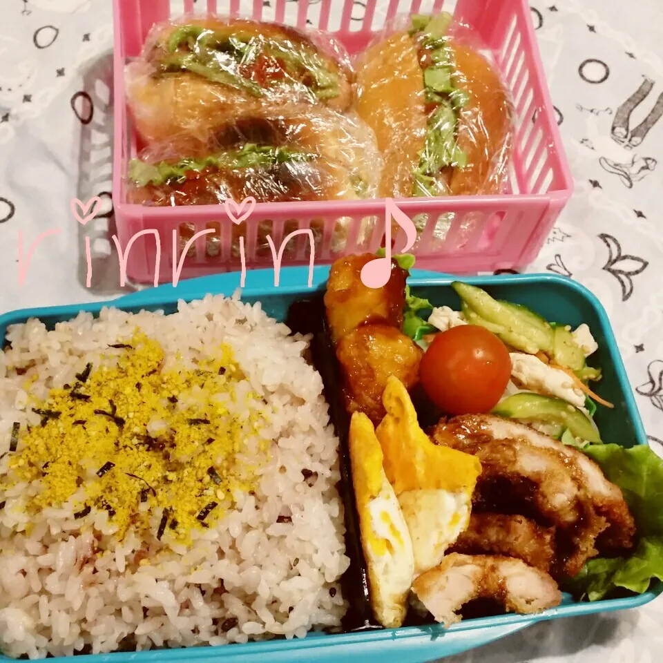 Snapdishの料理写真:2-29 高2男子弁当～豚カツ&ウインナーサンド♪|rinrin*mama*さん