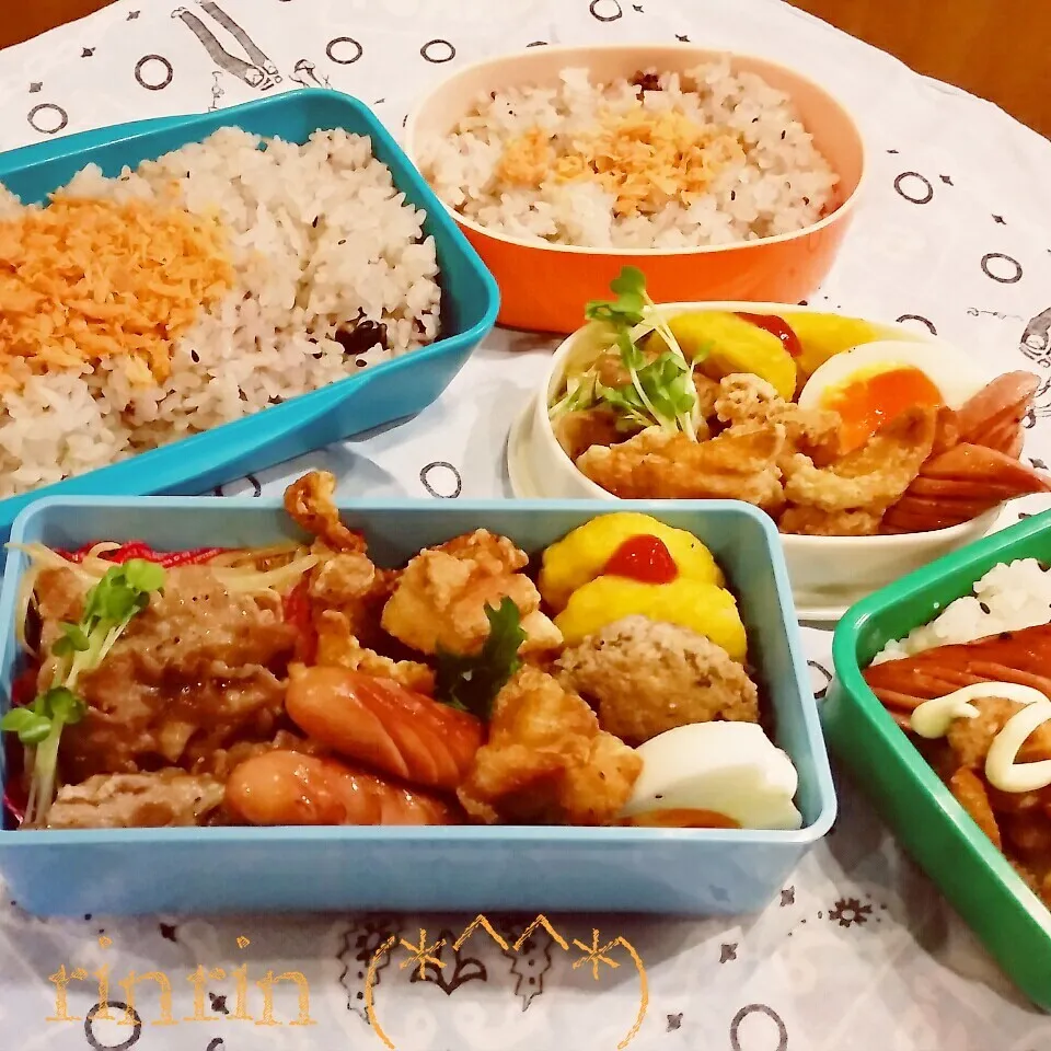 2-15 高２男子弁当&自分弁当～しょうゆ唐揚げ♪|rinrin*mama*さん