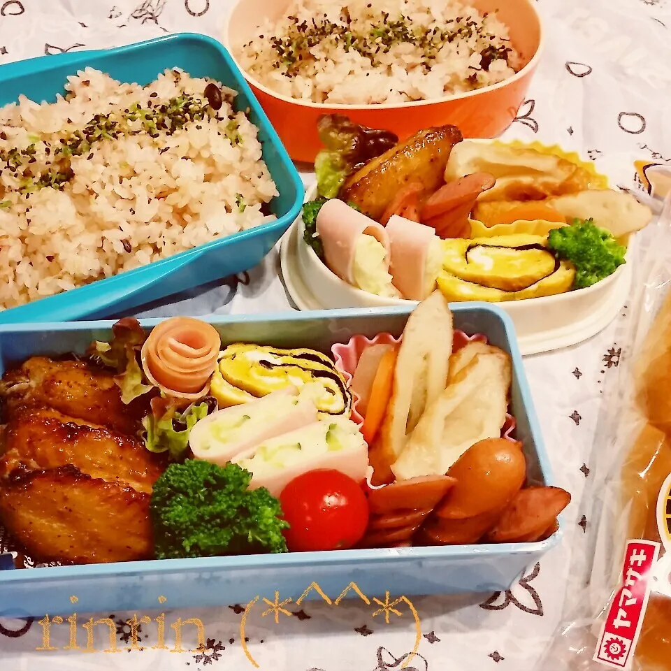 Snapdishの料理写真:1-18 高２男子弁当&自分弁当～ハムサンドポテトサラダ♪|rinrin*mama*さん