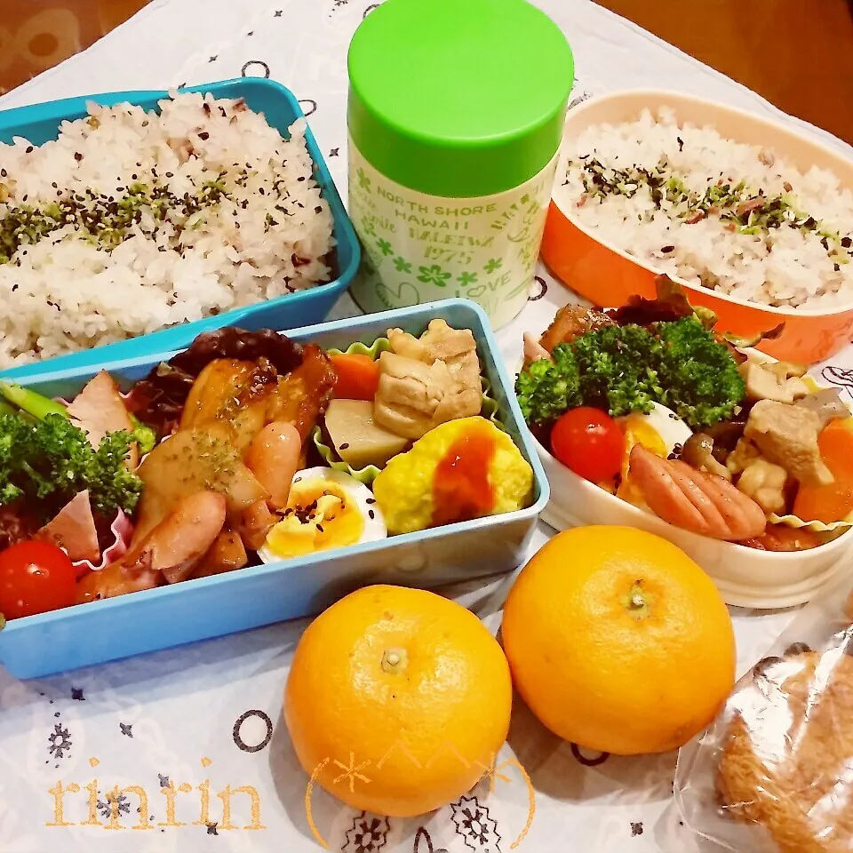 Snapdishの料理写真:1-15 高２男子弁当&自分弁当～筑前煮♪|rinrin*mama*さん