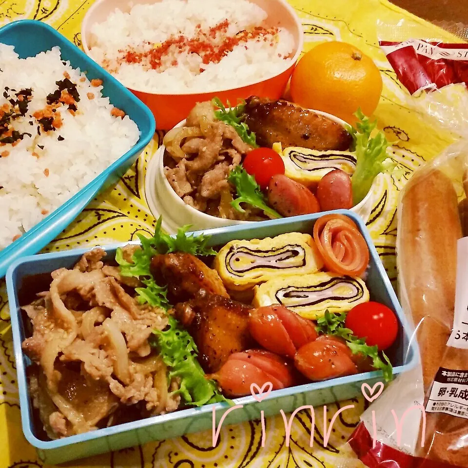 11-25 高２男子弁当&自分弁当～🐷しょうが焼き♪|rinrin*mama*さん