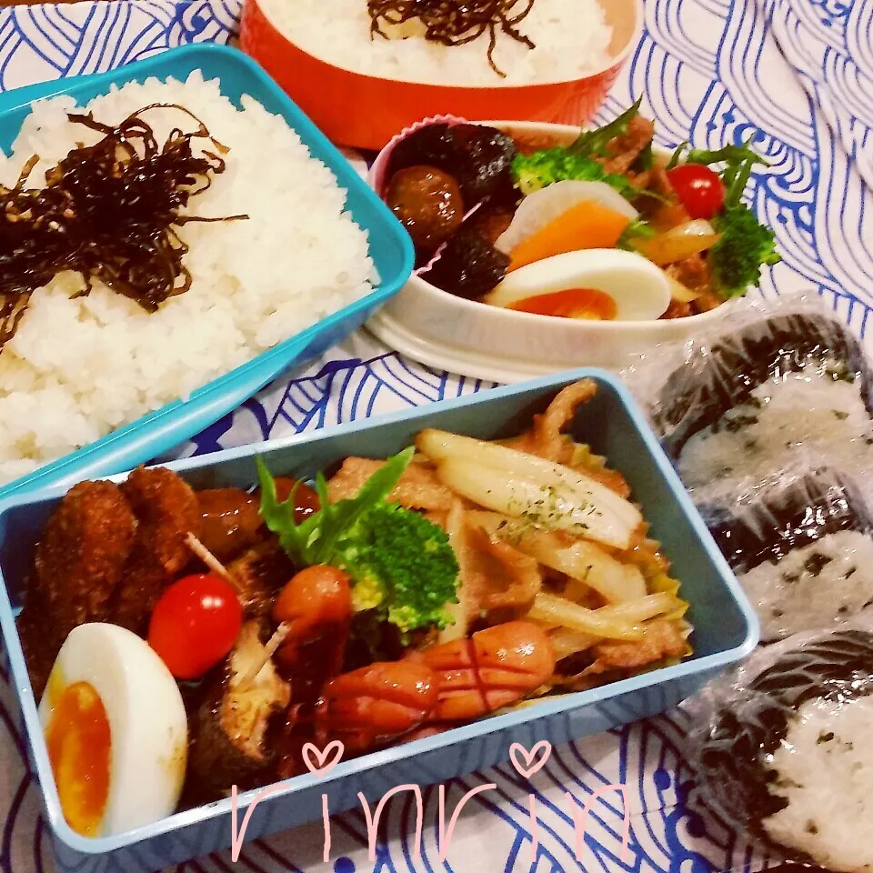 11-2 高２男子弁当&自分弁当～🐷のしょうが焼き♪|rinrin*mama*さん