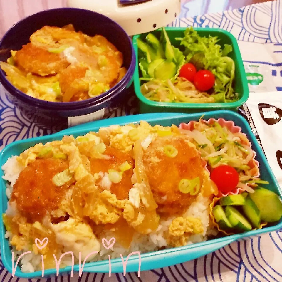 10-5 高２男子弁当&自分弁当～ヒレカツ丼🍜♪|rinrin*mama*さん