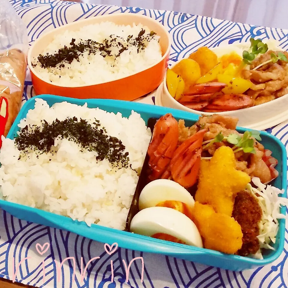 Snapdishの料理写真:9-10 高２男子弁当&自分弁当～しょうが焼き♪|rinrin*mama*さん