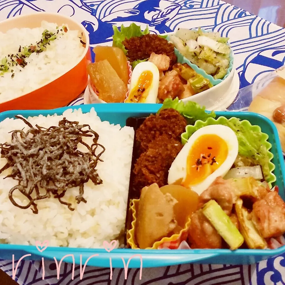 Snapdishの料理写真:9-7 高２男子弁当&自分弁当～焼き鳥♪|rinrin*mama*さん