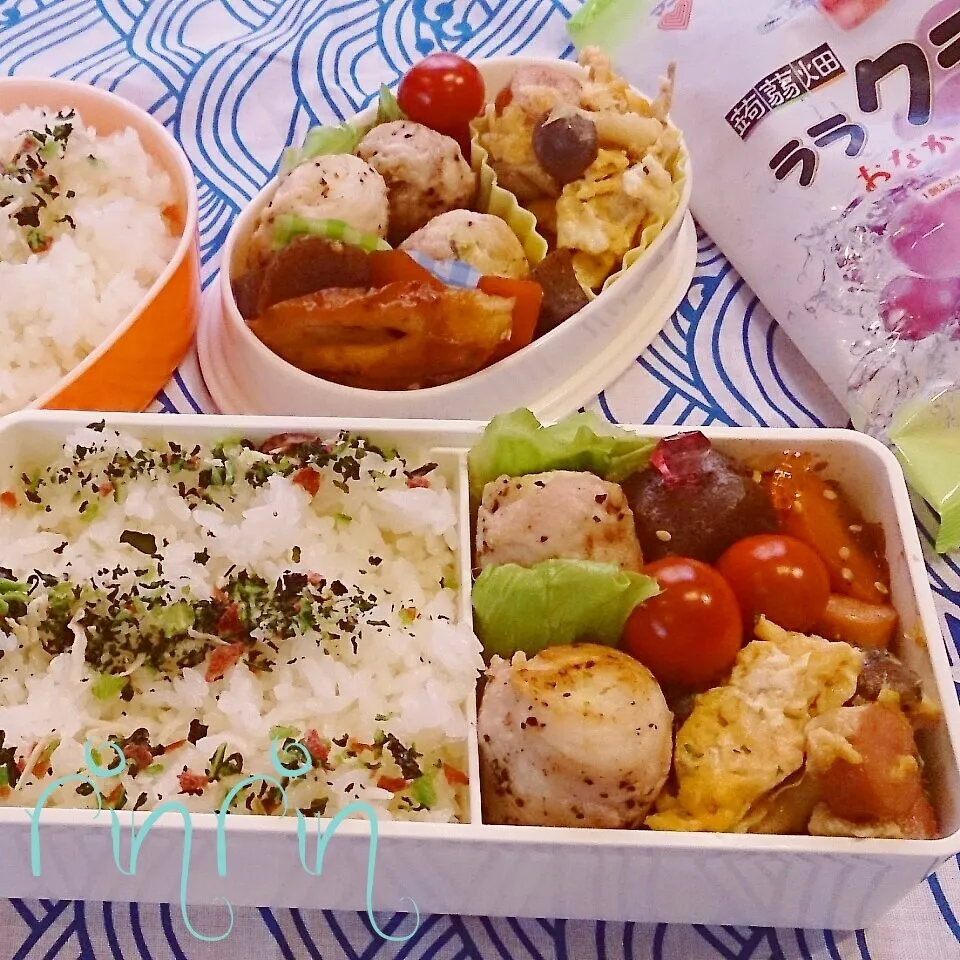 Snapdishの料理写真:8*10 JC部活弁当&自分弁当～肉巻きポテト～♪|rinrin*mama*さん