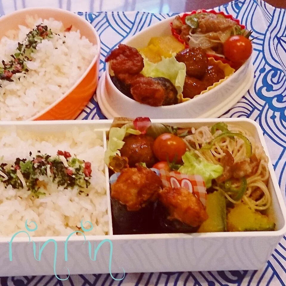 Snapdishの料理写真:8*4 JC部活弁当&自分弁当～牛肉焼きビーフン～♪|rinrin*mama*さん