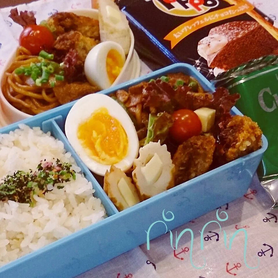 Snapdishの料理写真:7*28 JC部活弁当&自分弁当～焼きそば～♪|rinrin*mama*さん