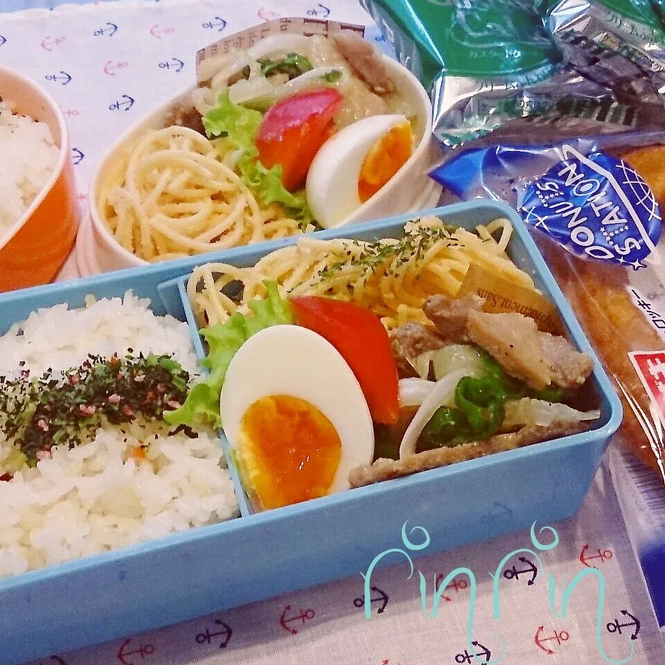 7*24 JC弁当&自分弁当～たらこパスタ～♪|rinrin*mama*さん