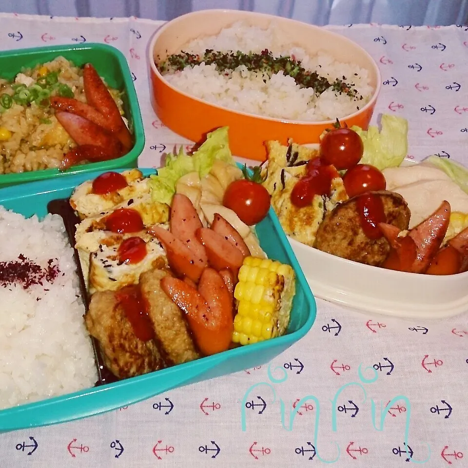 7*10 高２男子弁当&自分弁当～ひじきオムレツ～♪|rinrin*mama*さん