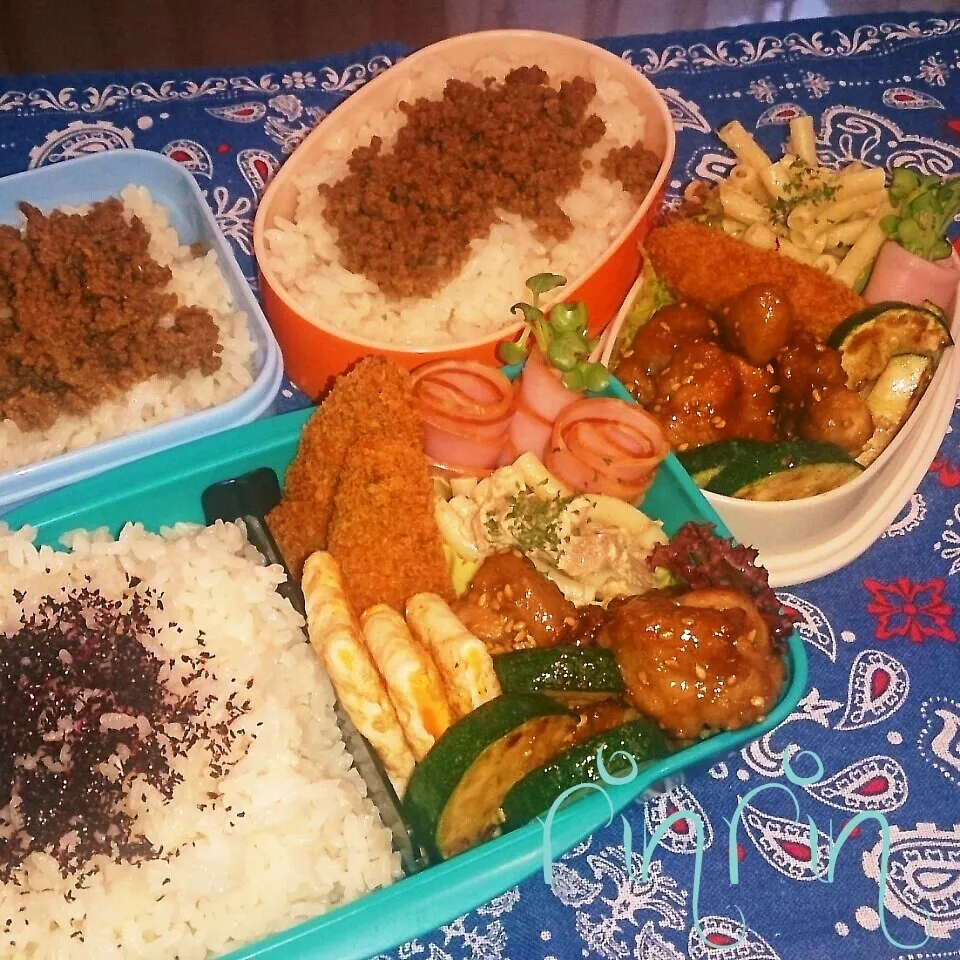 6*26 高２男子弁当&自分弁当～甘辛ごま唐揚げ～♪|rinrin*mama*さん