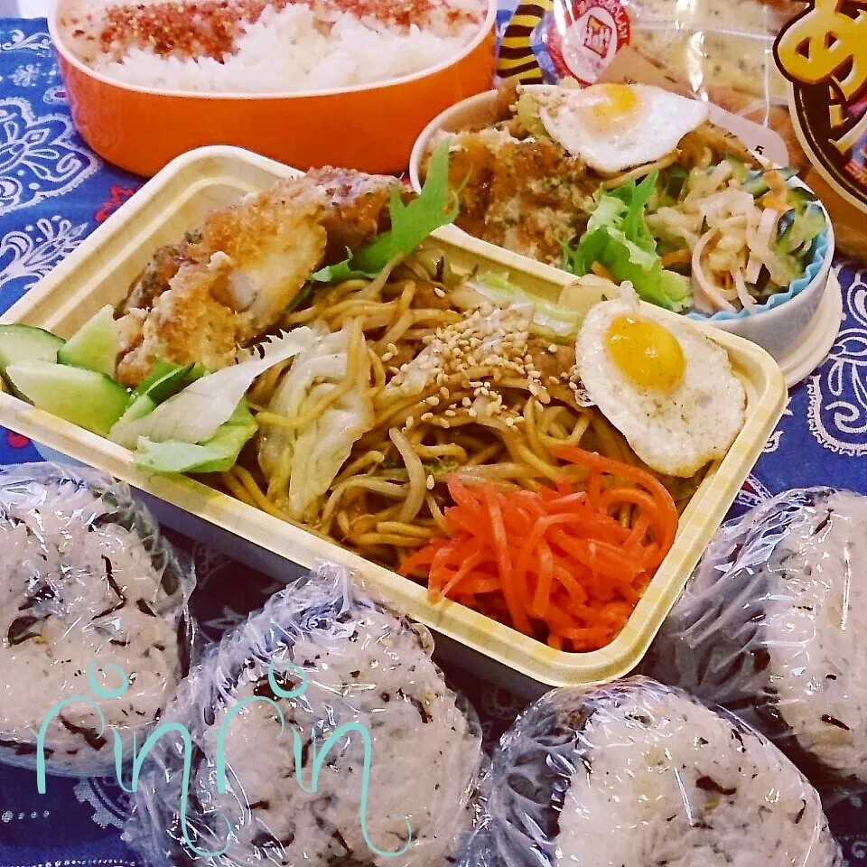 6*4 高２男子弁当&自分弁当～目玉焼きそば～♪|rinrin*mama*さん