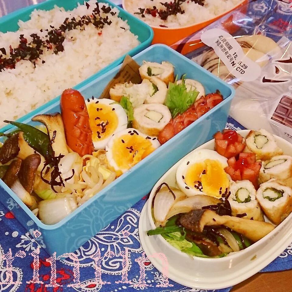 Snapdishの料理写真:5*28 高２男子弁当&自分弁当～ささみしそチーズ巻き～♪|rinrin*mama*さん