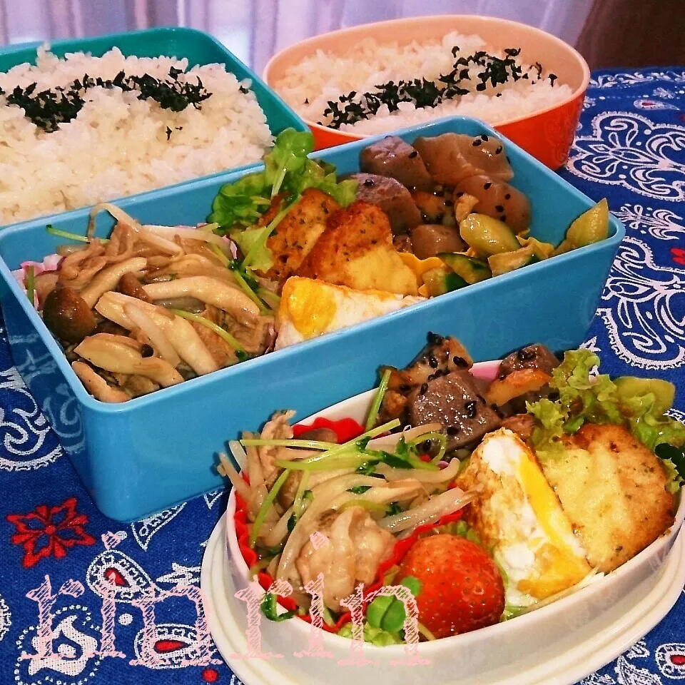 5*25 高２男子弁当&自分弁当～蒟蒻きんぴら～♪|rinrin*mama*さん