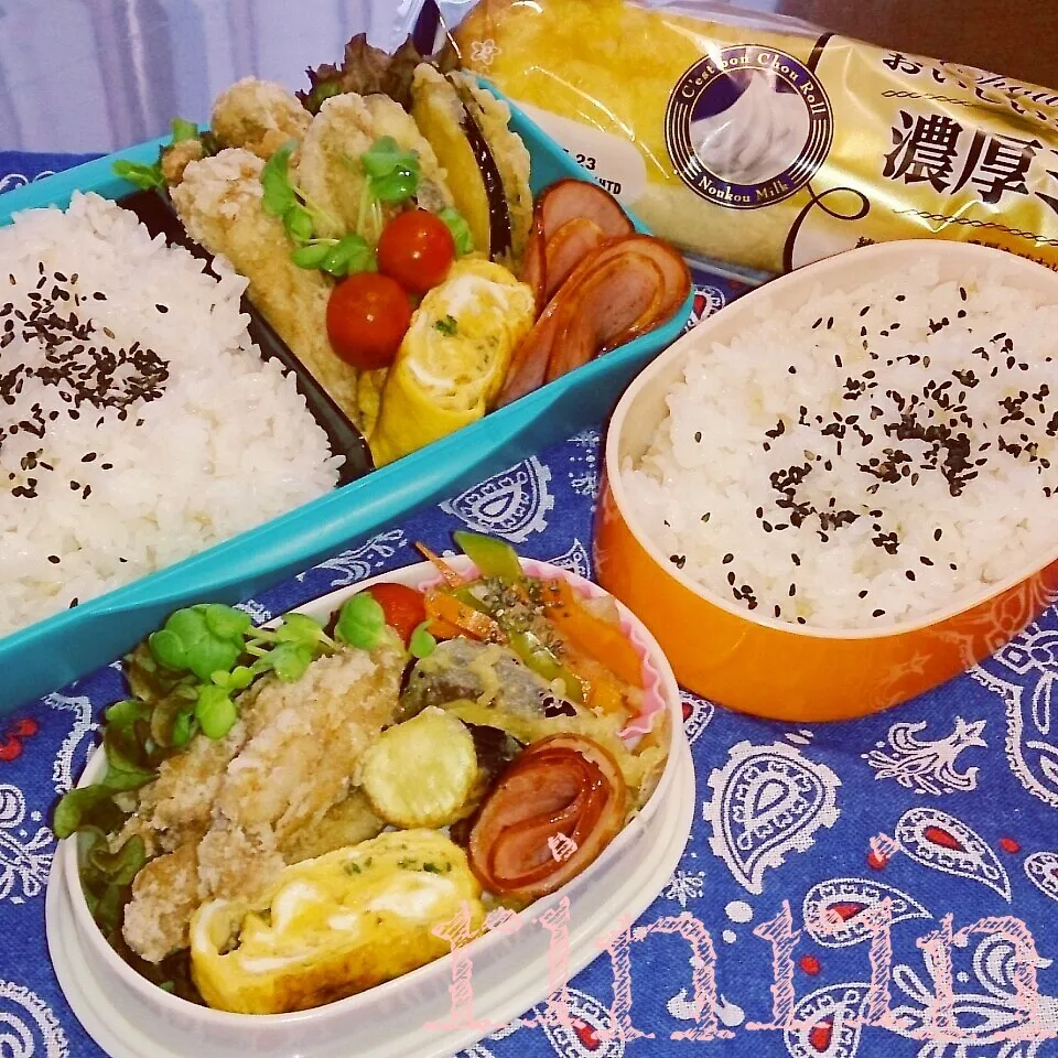 5*22 高２男子弁当&自分弁当～鶏唐揚げ～♪|rinrin*mama*さん