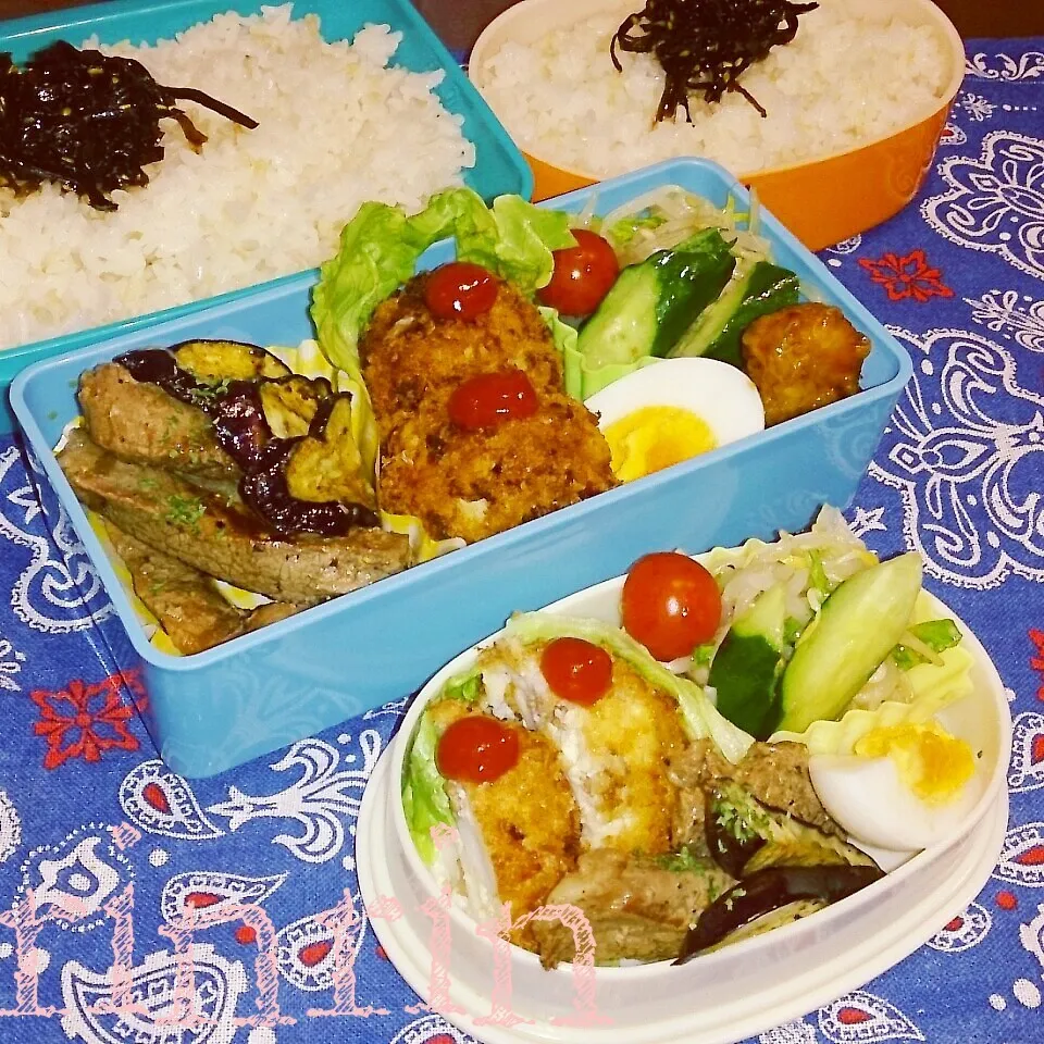 5*19 高２男子弁当&自分弁当～牛ステーキ～♪|rinrin*mama*さん