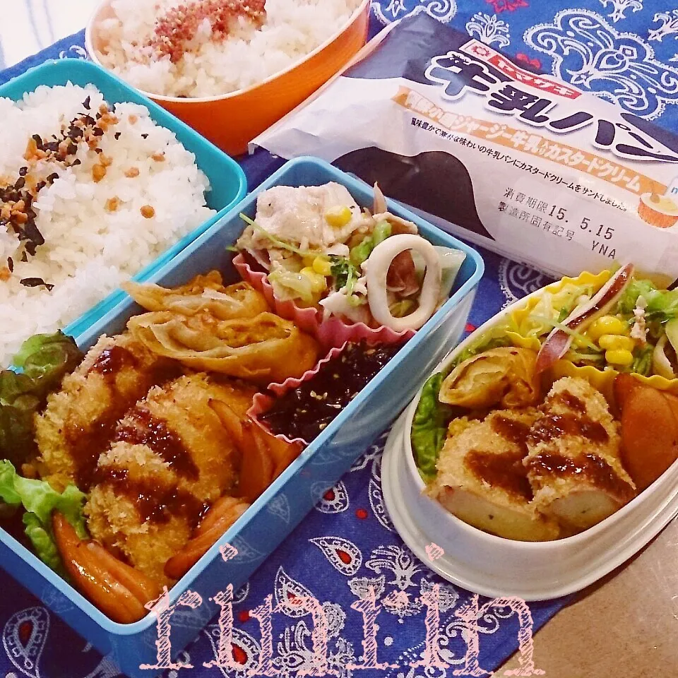 5*14 高２男子弁当&自分弁当～ハムポテトカツ～♪|rinrin*mama*さん