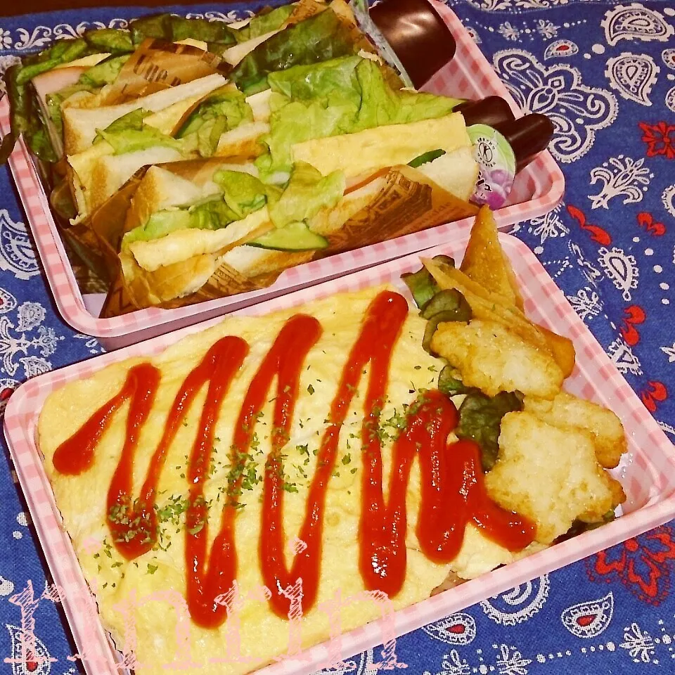 Snapdishの料理写真:5*5 JC大会弁当～朝のホットサンド・昼のオムライス～♪|rinrin*mama*さん